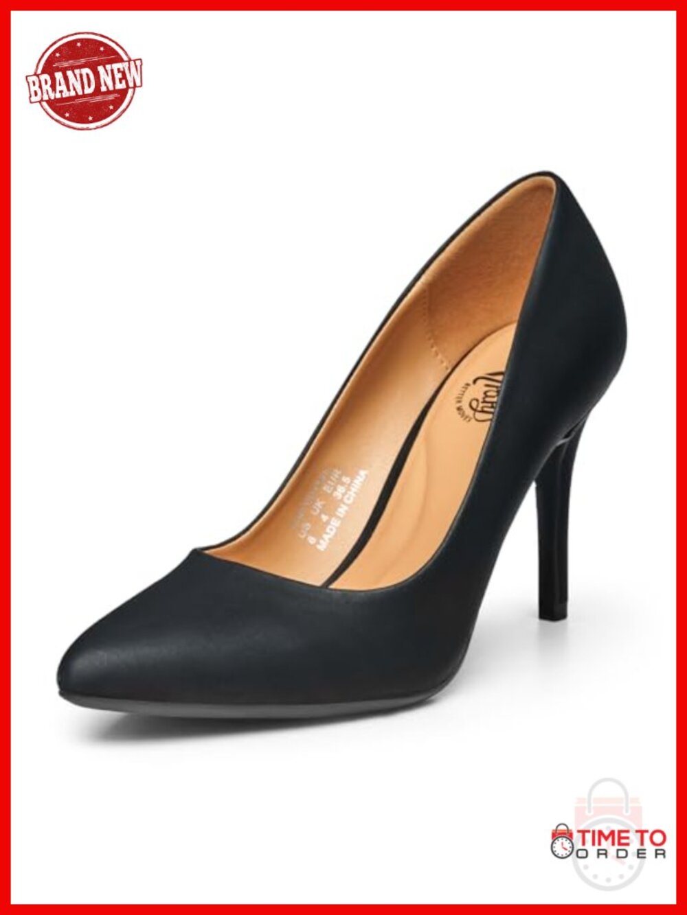 Pointed Toe Slip On Pumps Stiletto Heels 3.5 Inch Cushioned
